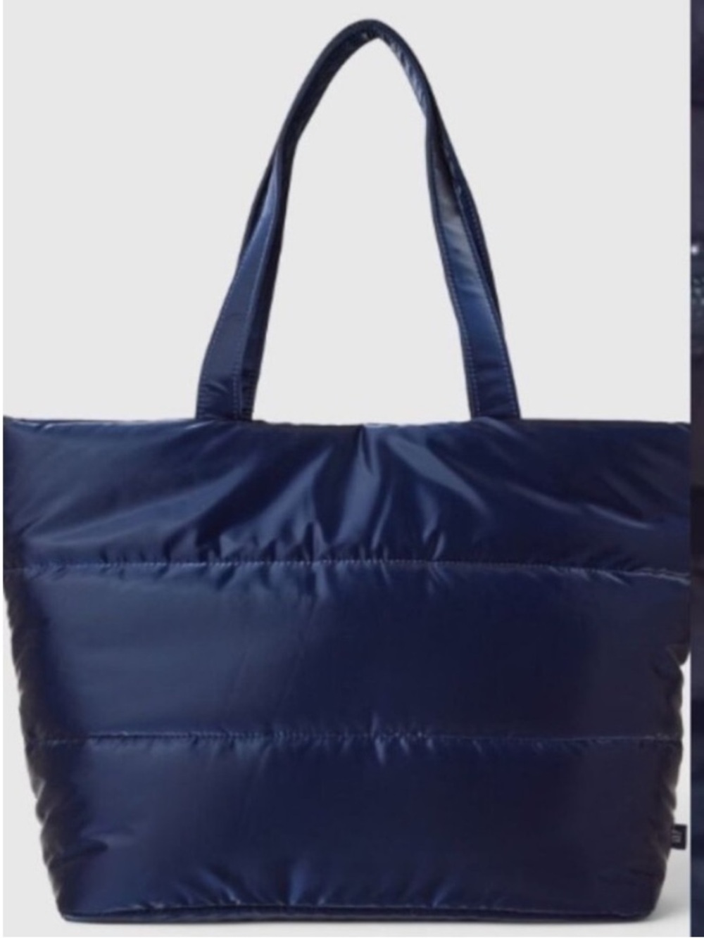 GAP Navy Metallic Puffer Tote Bag